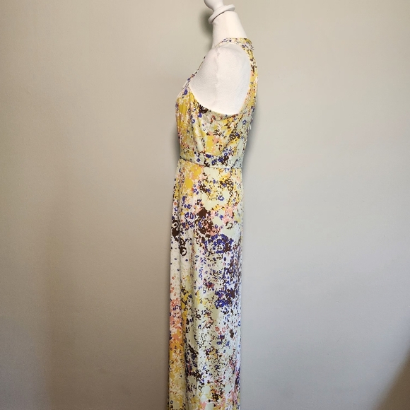 GUESS Multicolor Yellow Summer Halter Keyhole Neck Maxi Dress 6 - Picture 6 of 12